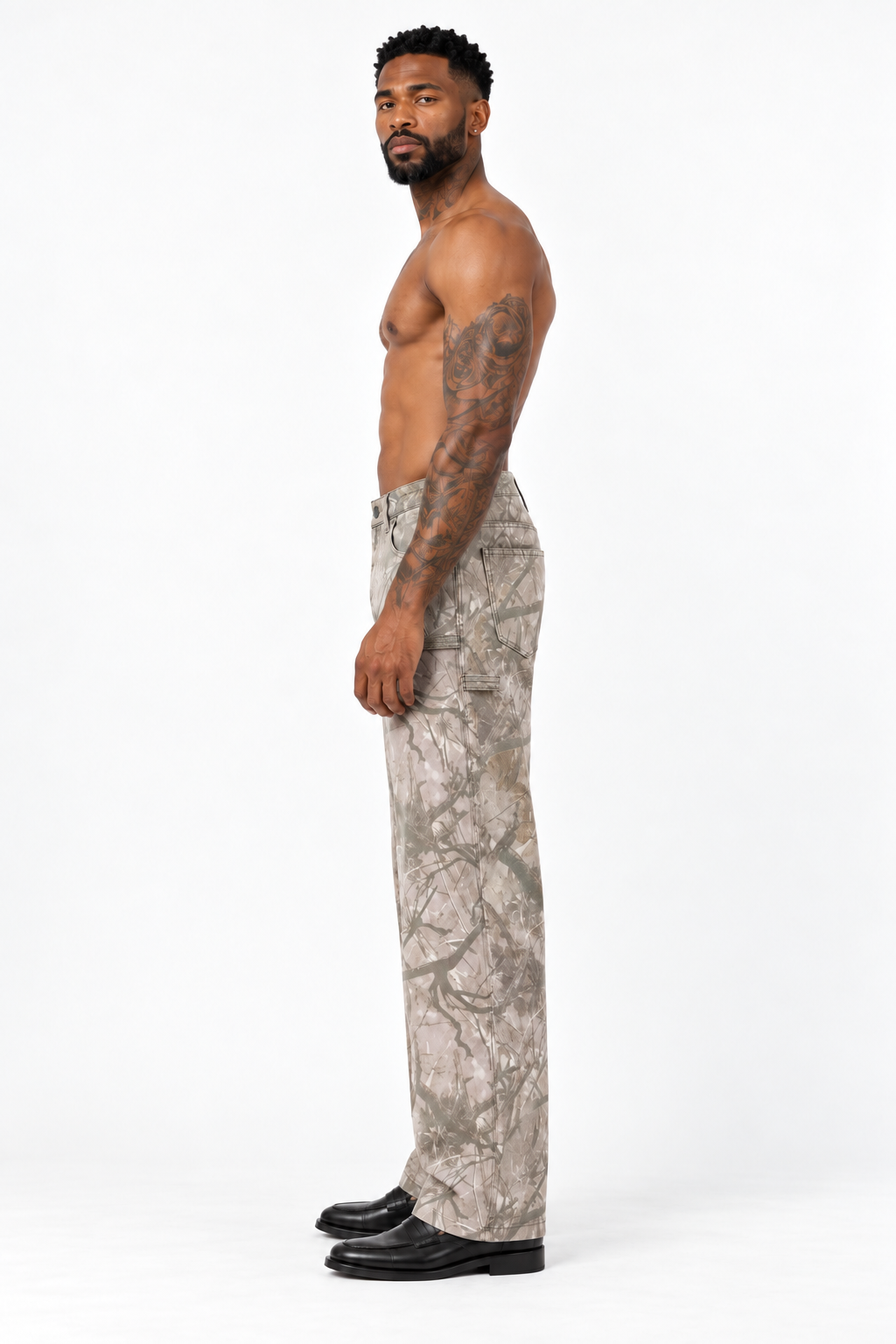 Light Camouflage Wide-Leg Jeans