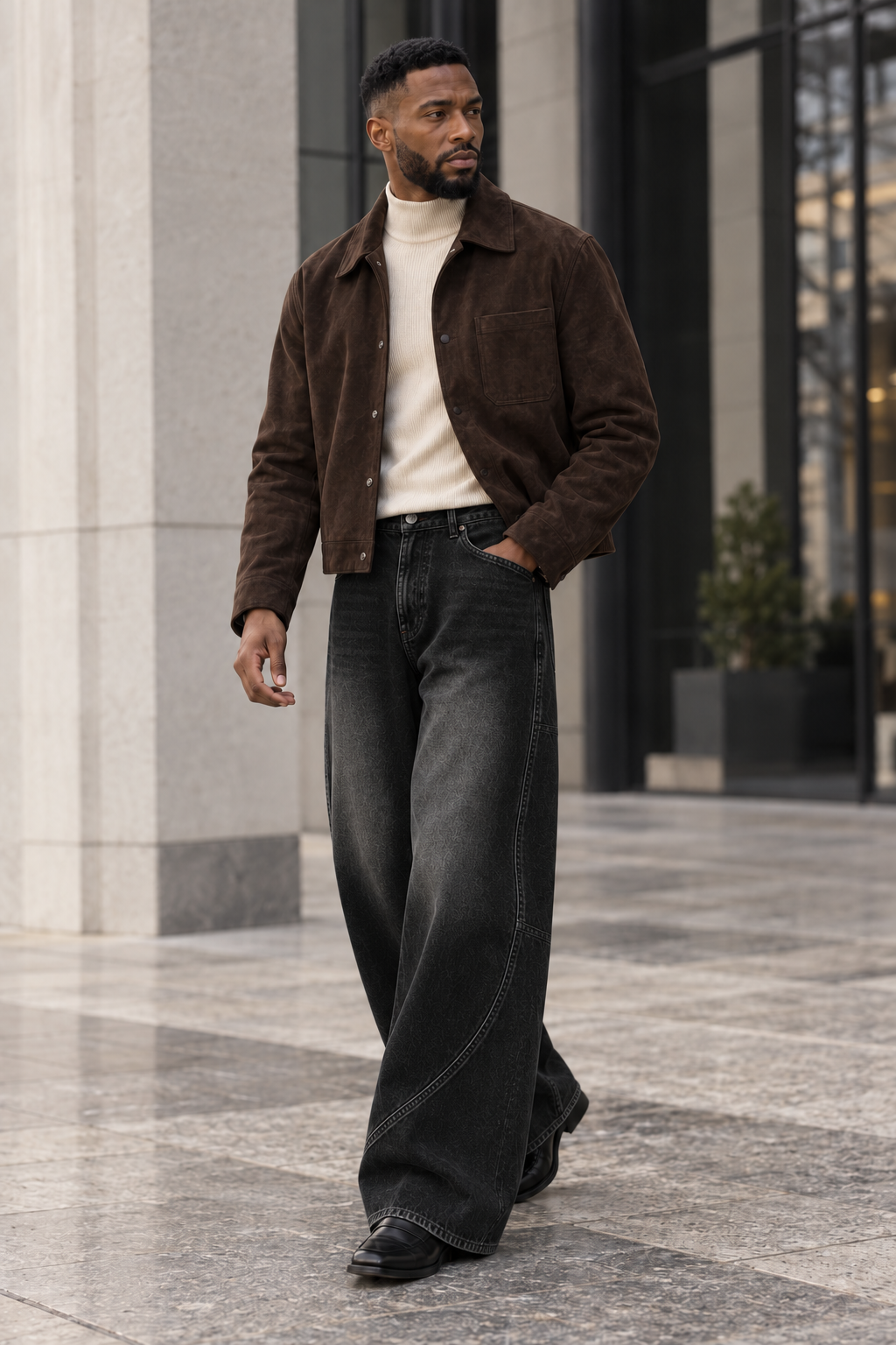 Curved-Seam Vintage Baggy Jeans