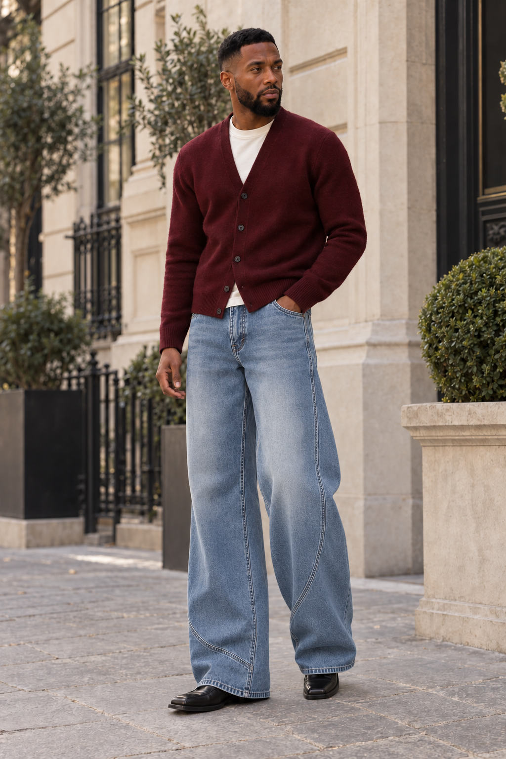 Curved-Seam Vintage Baggy Jeans