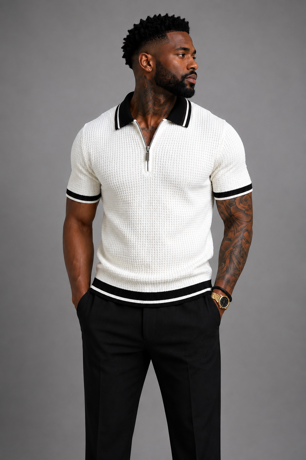 Classic Textured Zip Polo
