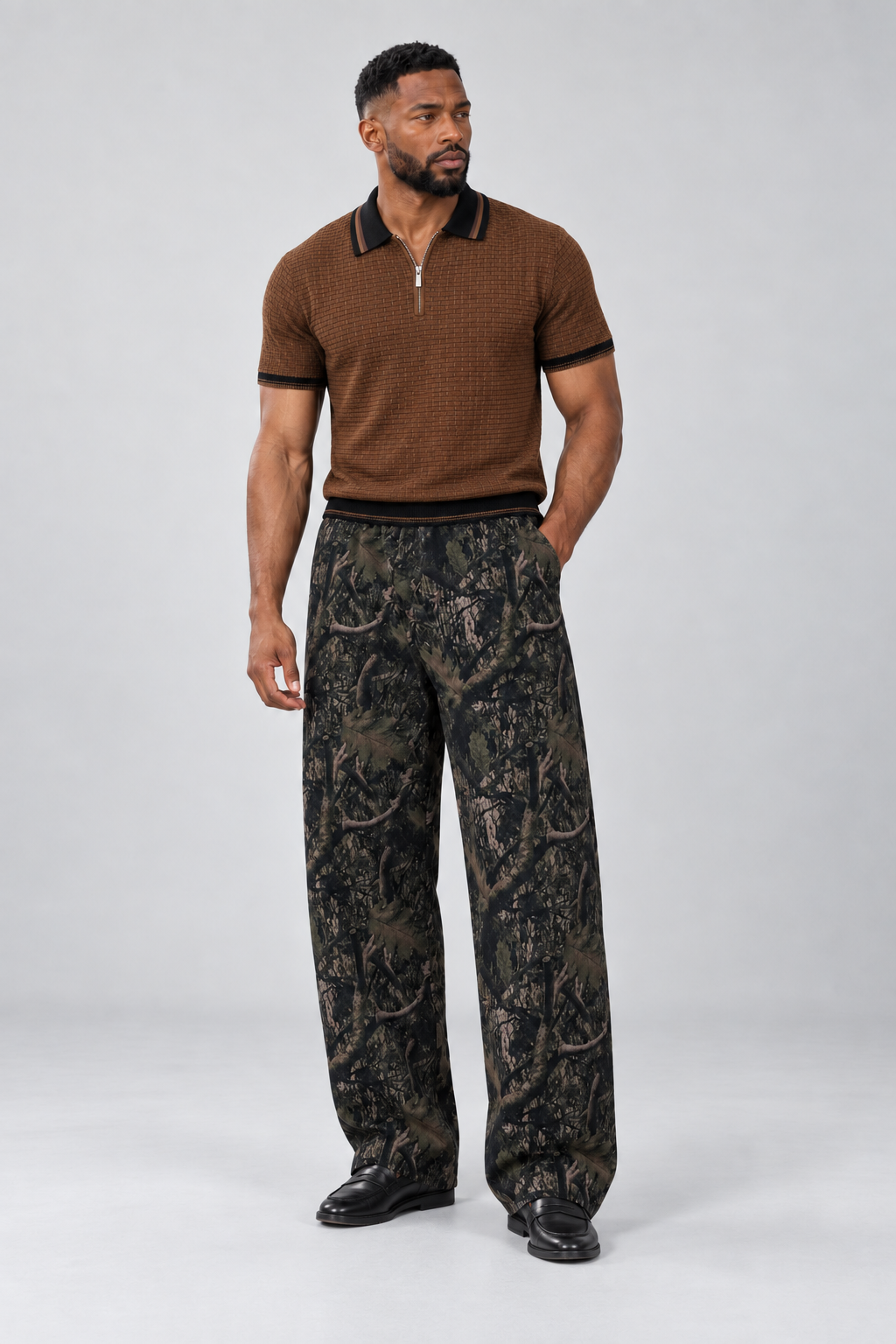 Camouflage Wide-Leg Pants
