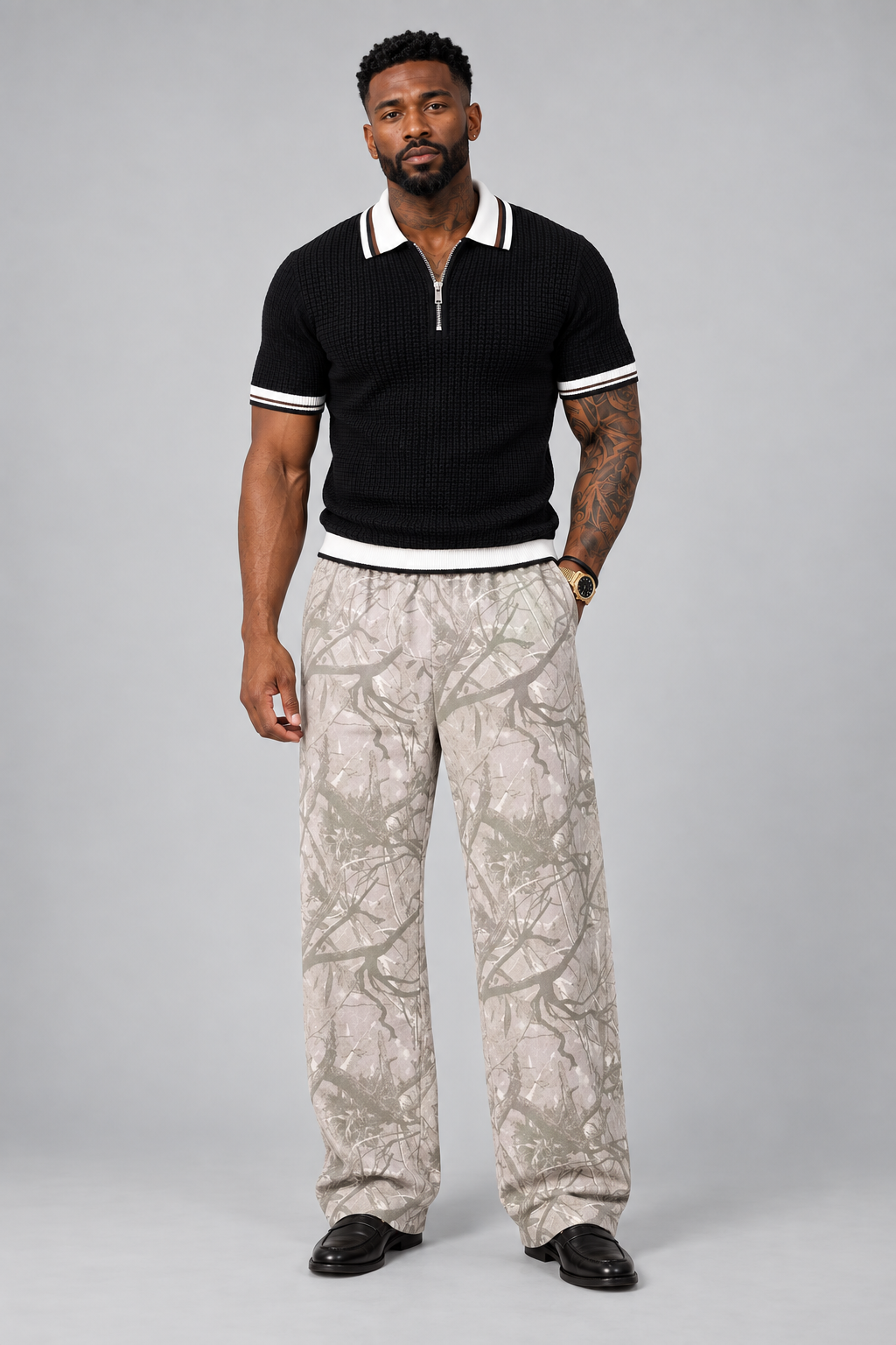 Camouflage Wide-Leg Pants