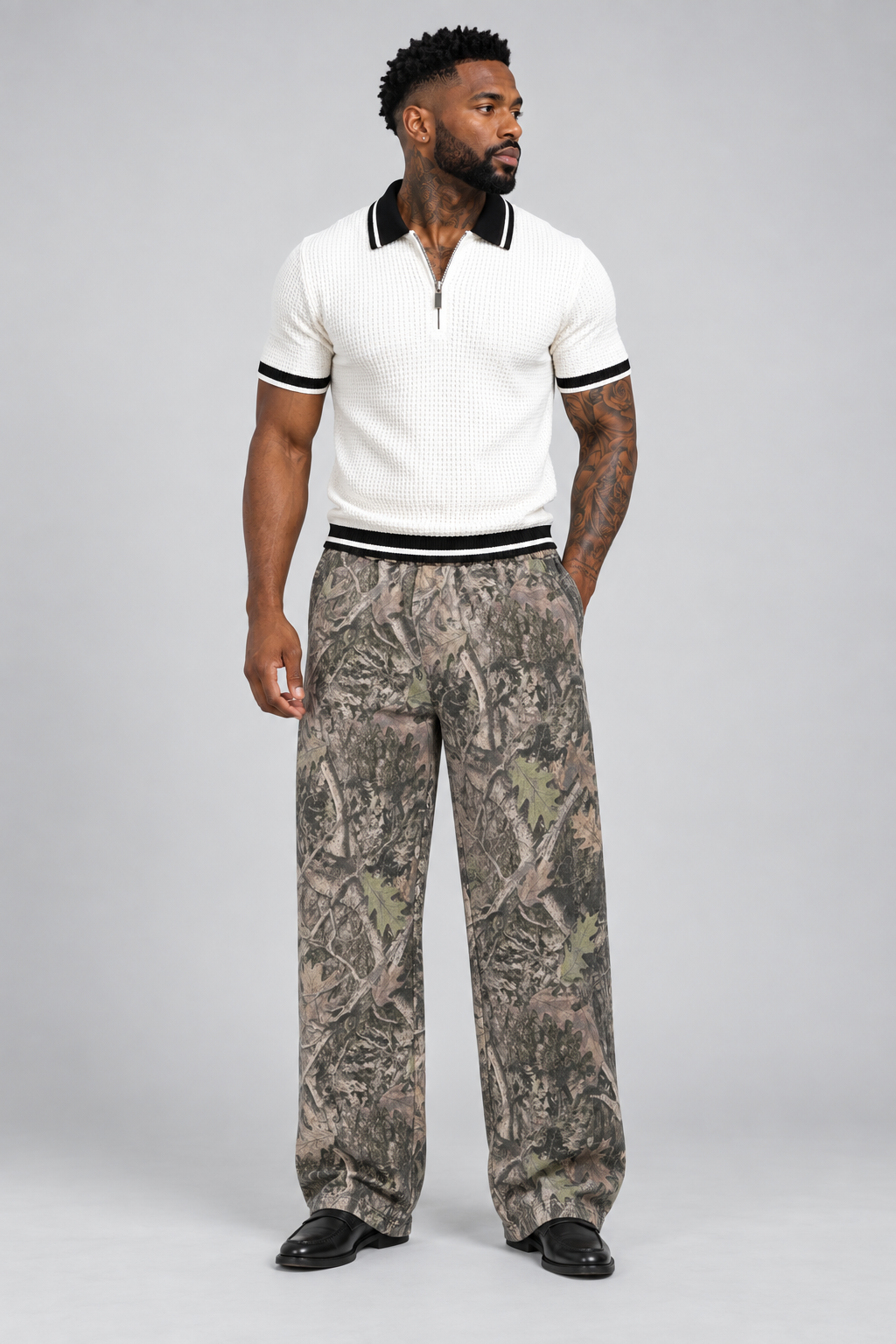 Camouflage Wide-Leg Pants