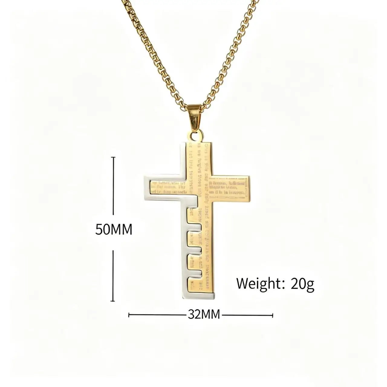 HNSP 316L Stainless Steel Bible Cross Pendant Necklace For Men Street Fashion Waterproof Jewelry Accessories Gift
