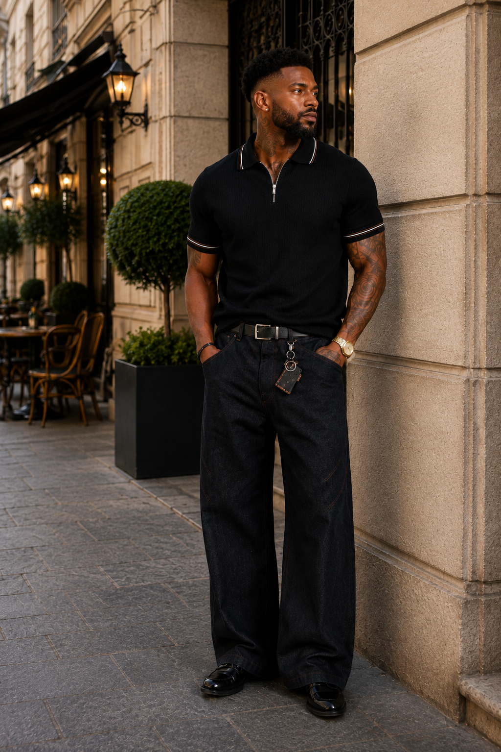 Wide-Leg Denim Jeans