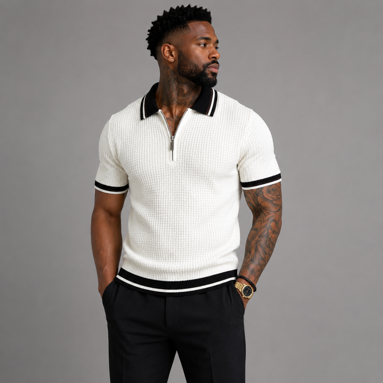 Classic Textured Zip Polo