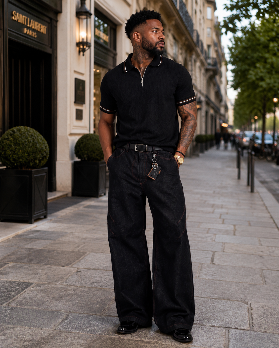 Wide-Leg Denim Jeans