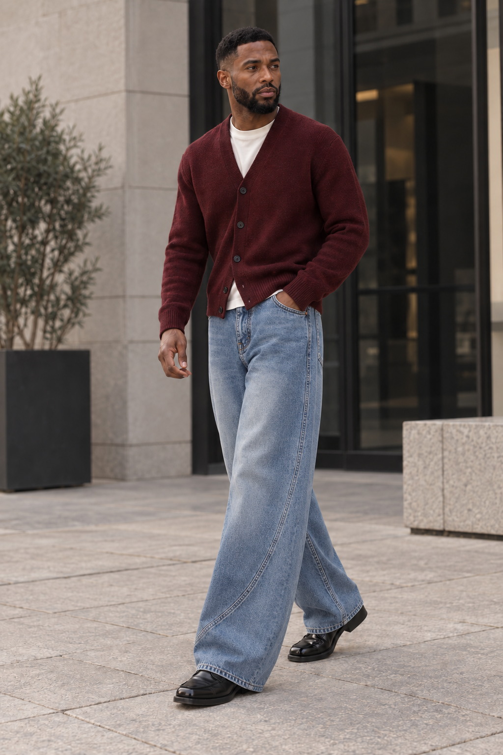 Curved-Seam Vintage Baggy Jeans