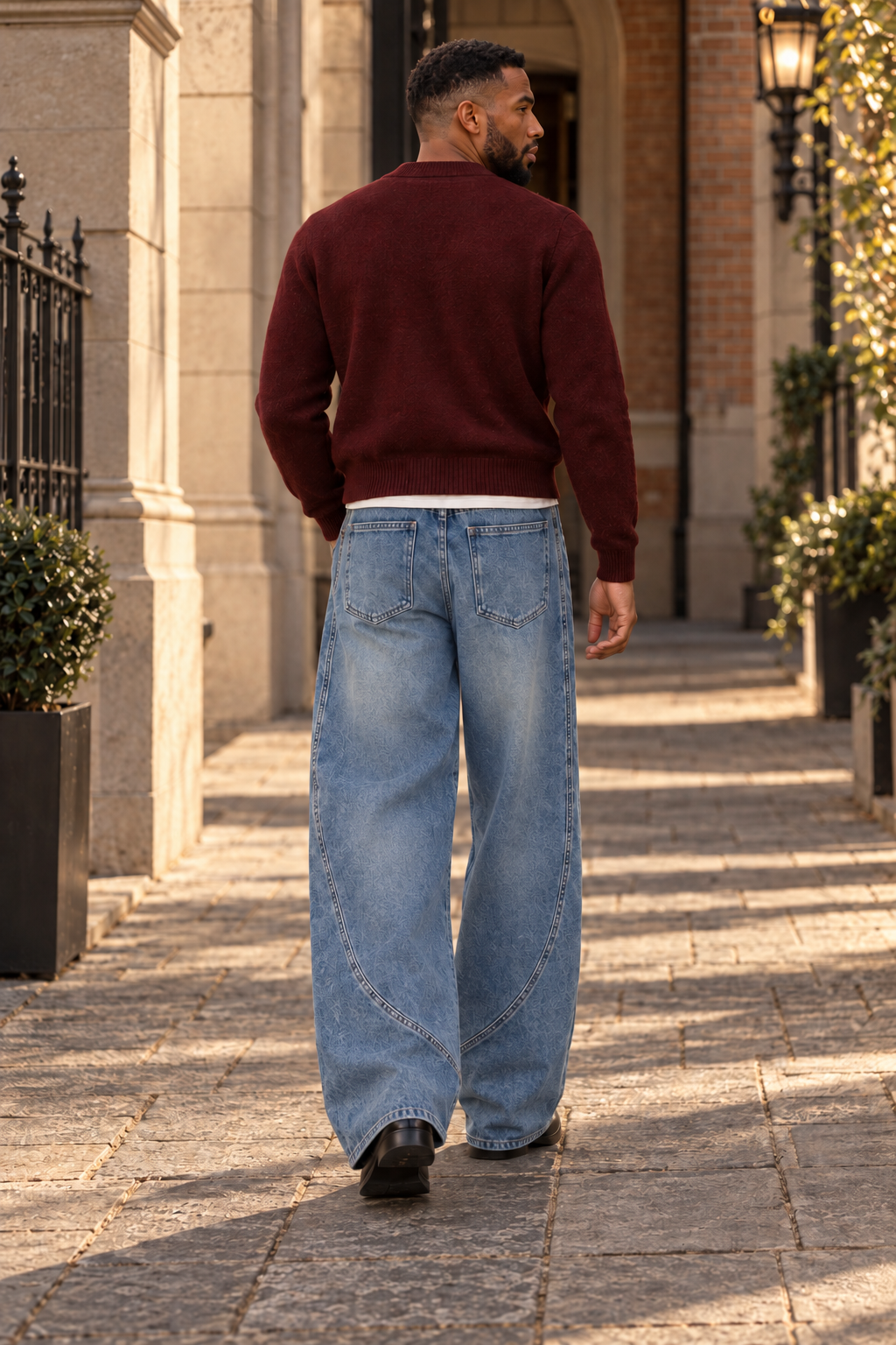 Curved-Seam Vintage Baggy Jeans