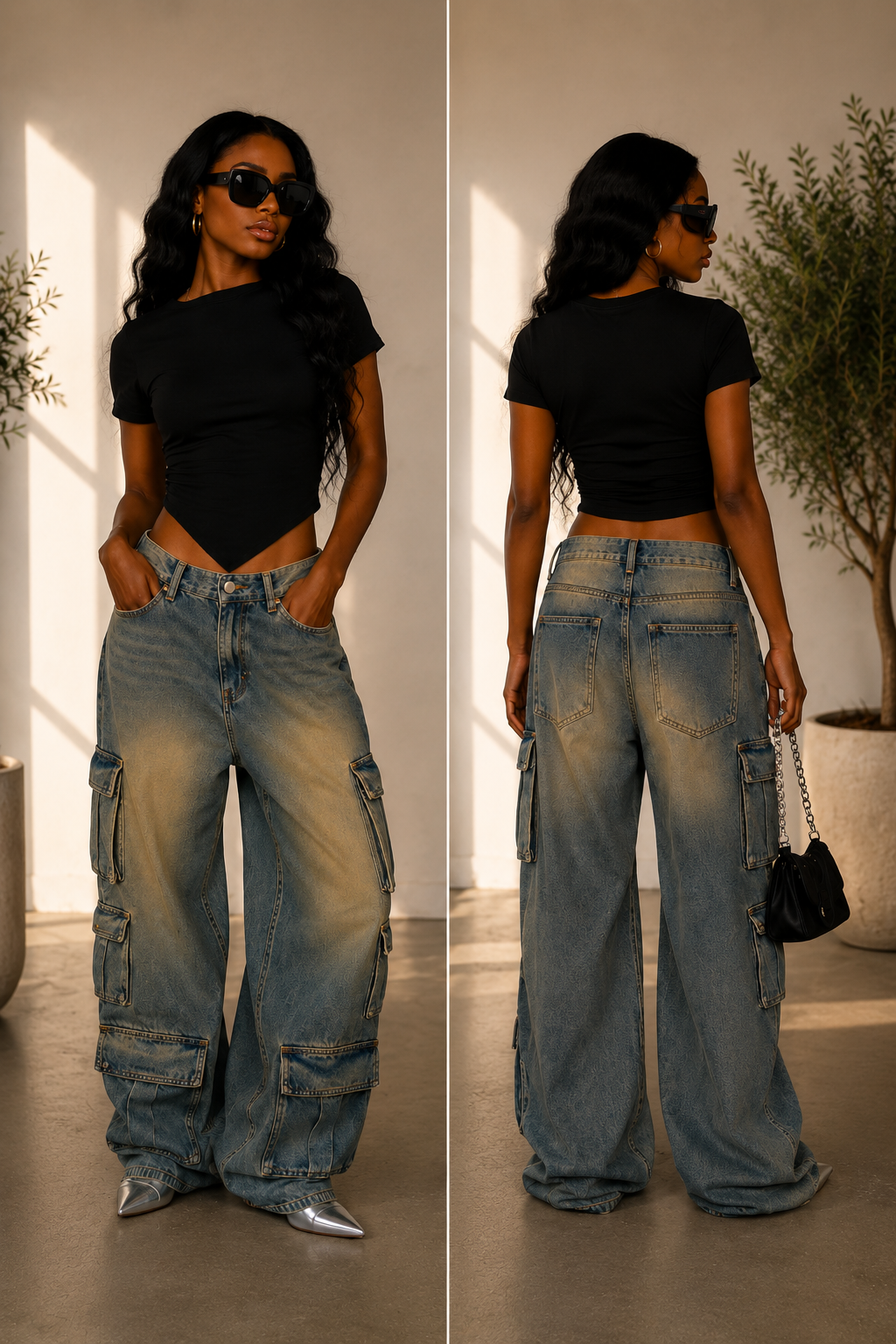 Denim Cargo Jeans