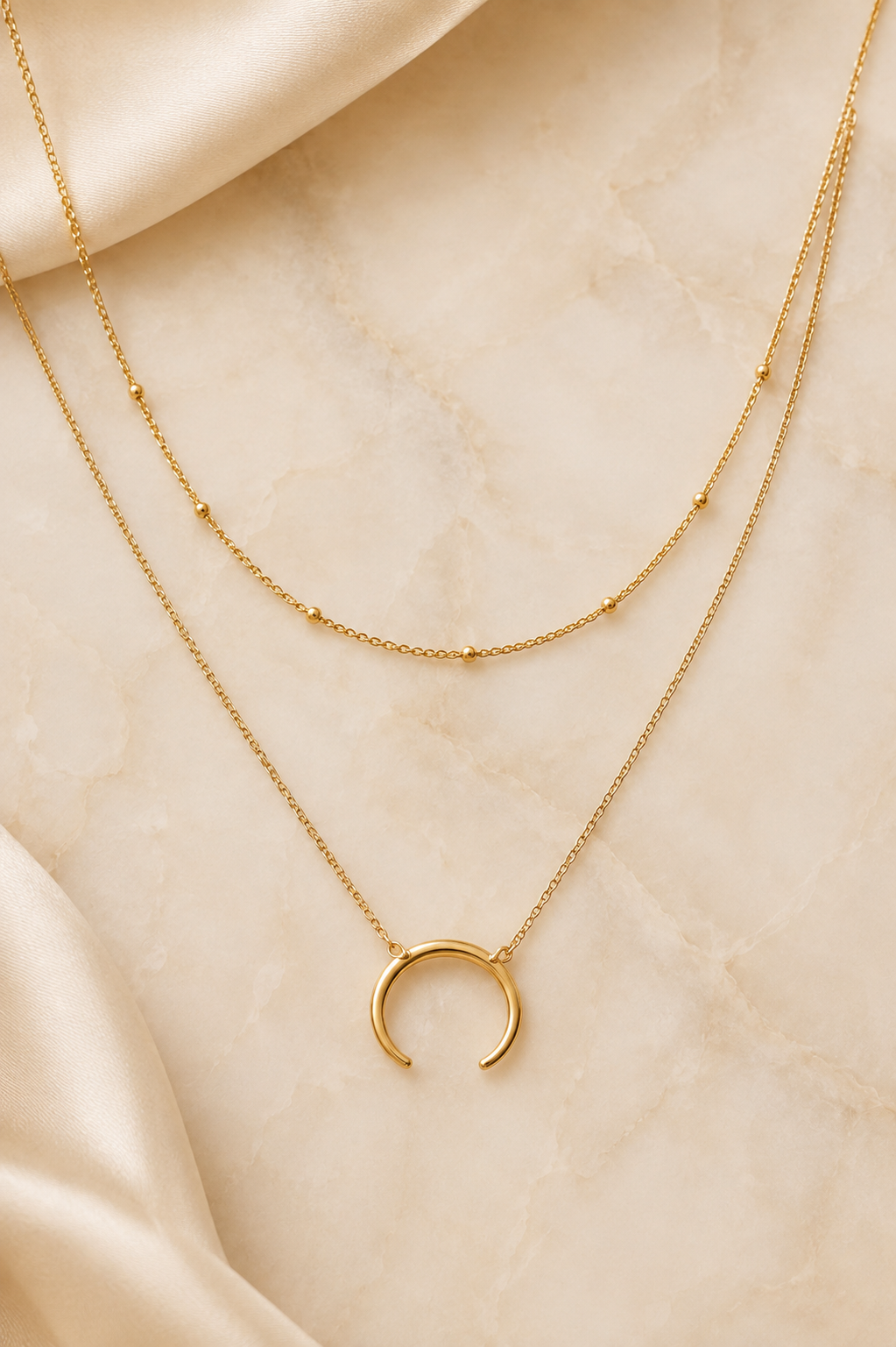 Layered Pearl & Chain Necklace
