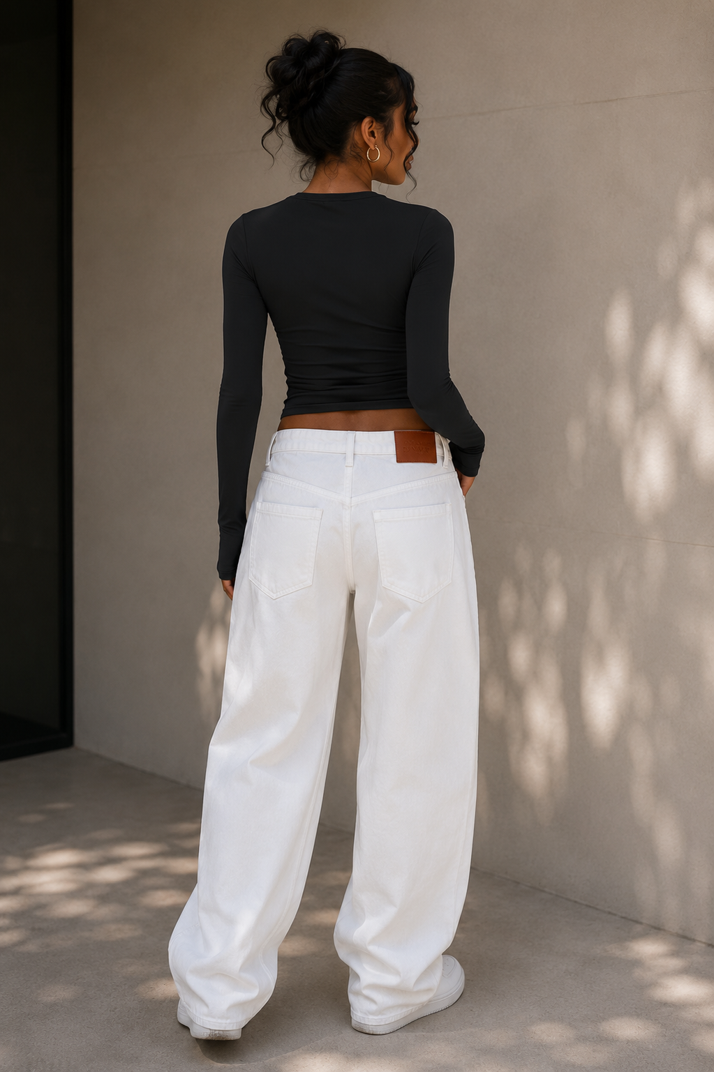 Long Sleeve Crew Neck Slim Fit Crop Top with Thumb Holes