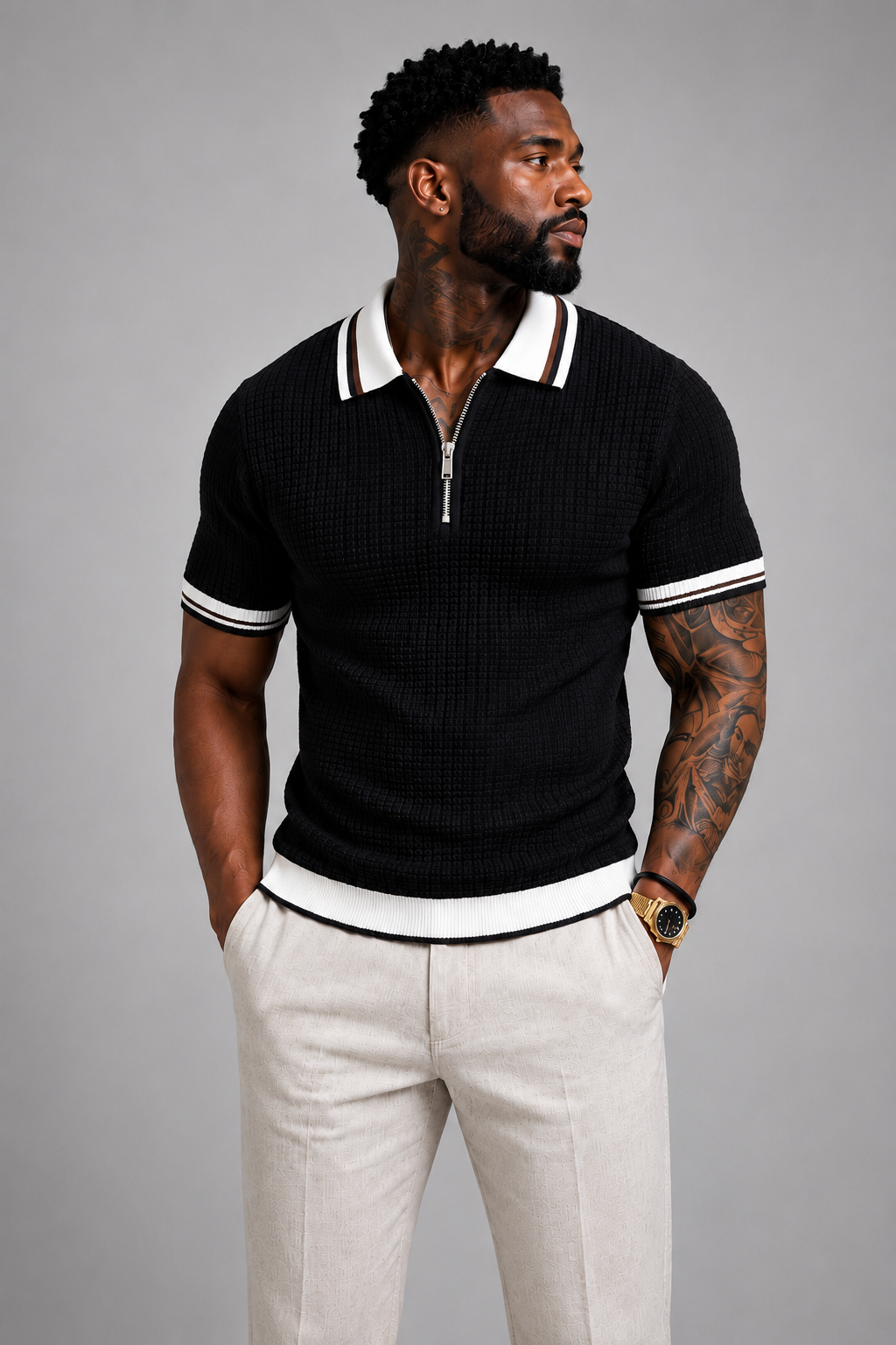 Classic Textured Zip Polo