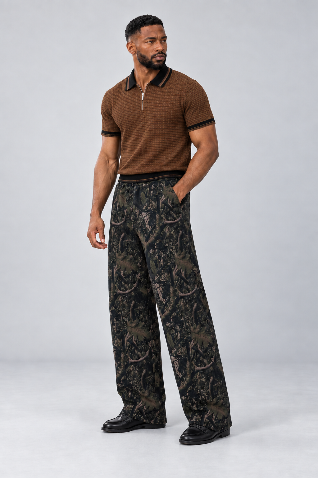 Camouflage Wide-Leg Pants