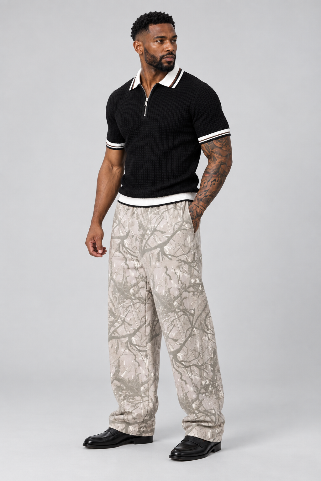 Camouflage Wide-Leg Pants