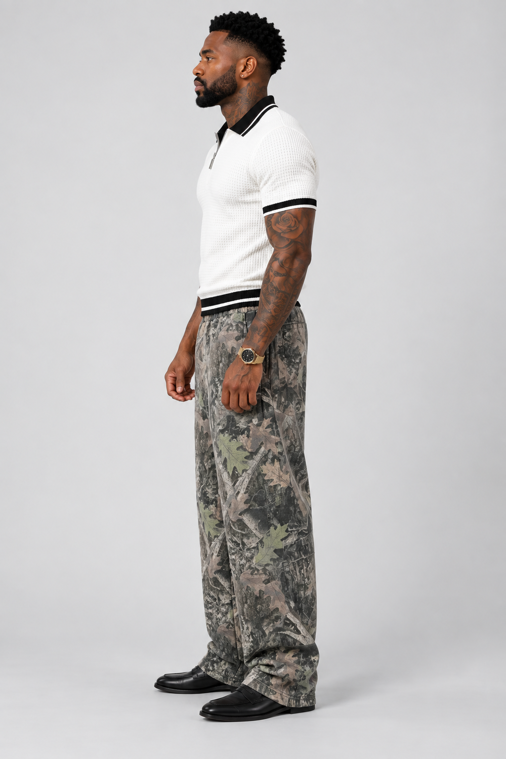 Camouflage Wide-Leg Pants
