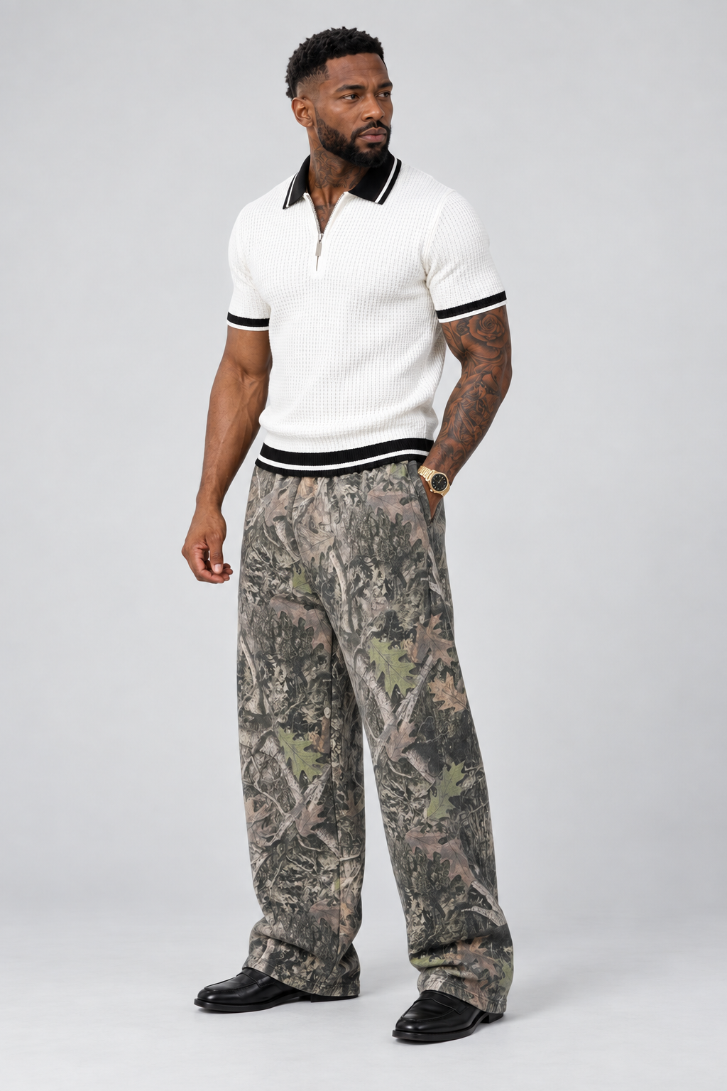 Camouflage Wide-Leg Pants