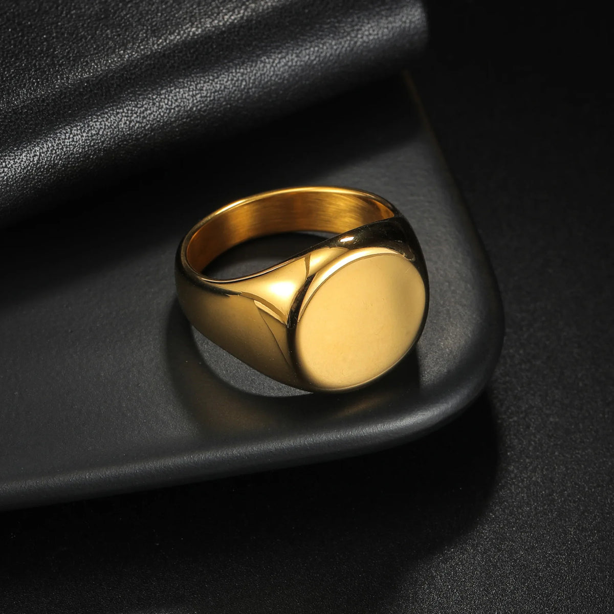 HNSP 316L Stainless Steel Round Smooth Seal Ring For Men DIY Blank Signet Rings Custom Engraved Jewelry Accessories