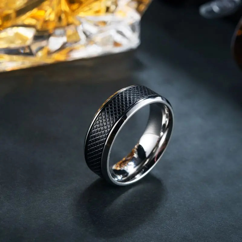 High Quality Stainless Steel Men Rings Western Titanium Steel Black White Ring For Fashion Jewelry