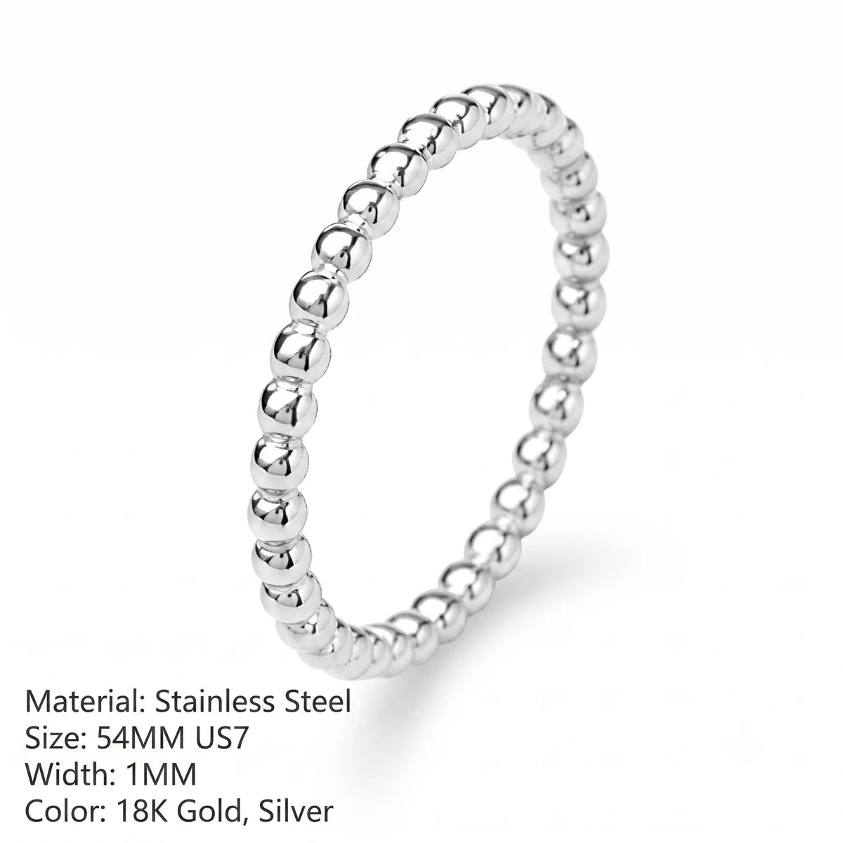 Minimalist Tiny Ball Rings Tarnish Free Stainless Steel 18K Gold Plated Bead Ring Size 7 Stackable Bubble Jewelry For Girls