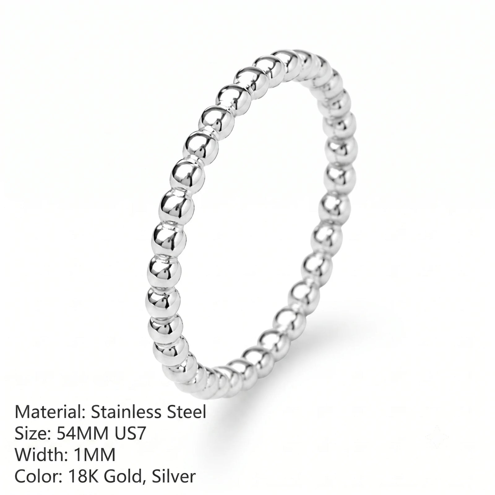 Minimalist Tiny Ball Rings Tarnish Free Stainless Steel 18K Gold Plated Bead Ring Size 7 Stackable Bubble Jewelry For Girls