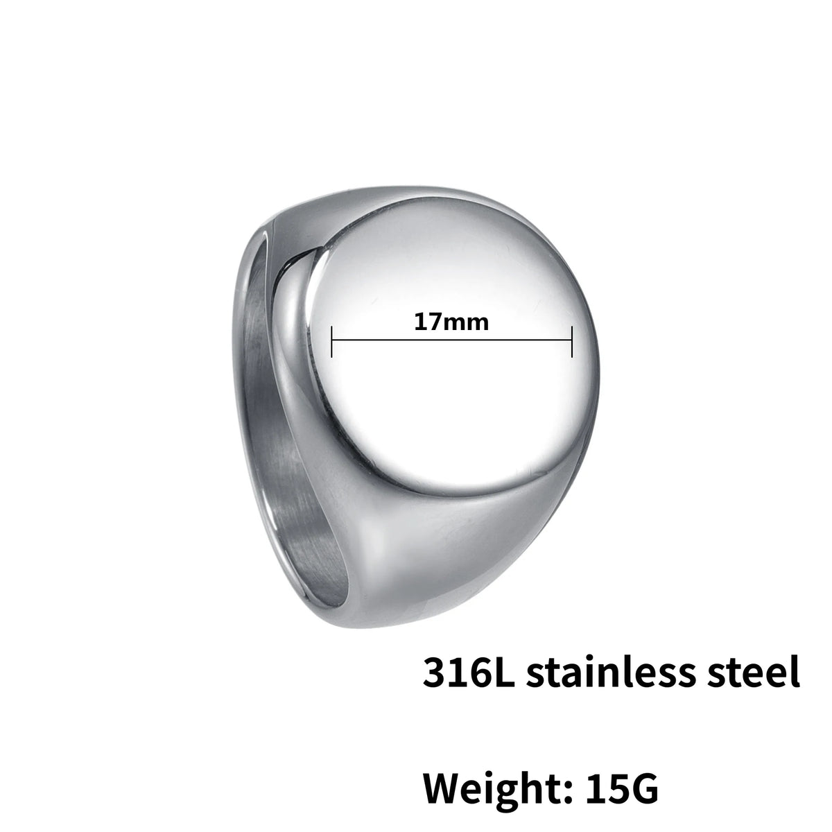 HNSP 316L Stainless Steel Round Smooth Seal Ring For Men DIY Blank Signet Rings Custom Engraved Jewelry Accessories