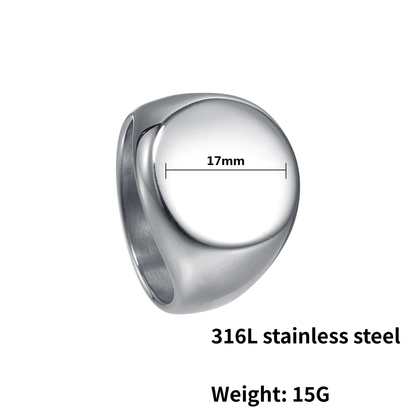 HNSP 316L Stainless Steel Round Smooth Seal Ring For Men DIY Blank Signet Rings Custom Engraved Jewelry Accessories
