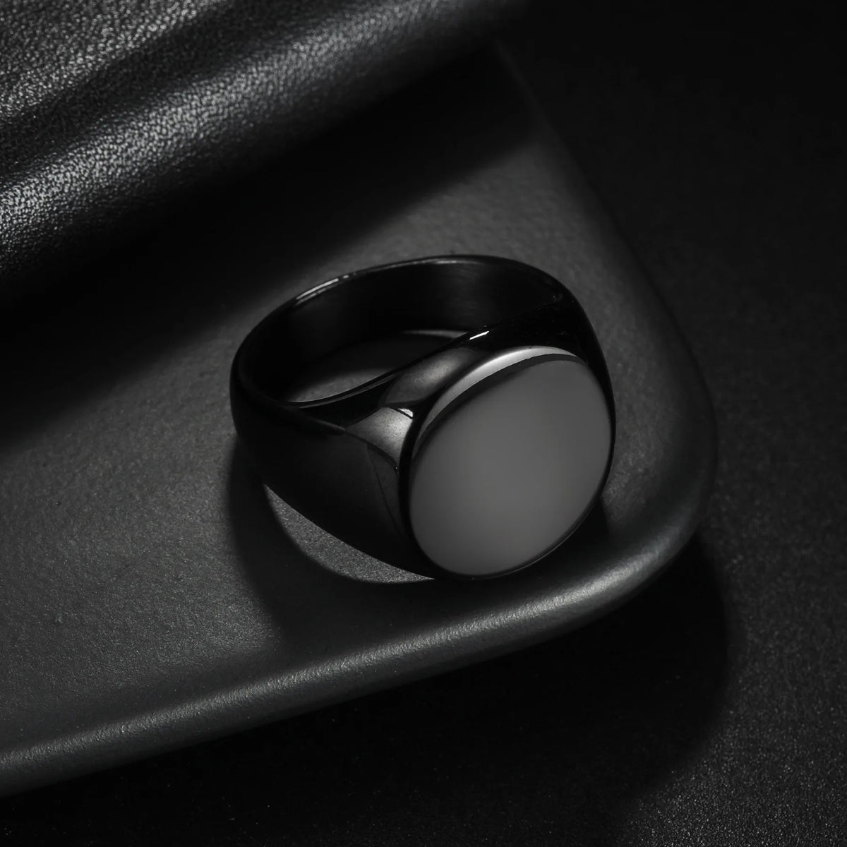 HNSP 316L Stainless Steel Round Smooth Seal Ring For Men DIY Blank Signet Rings Custom Engraved Jewelry Accessories