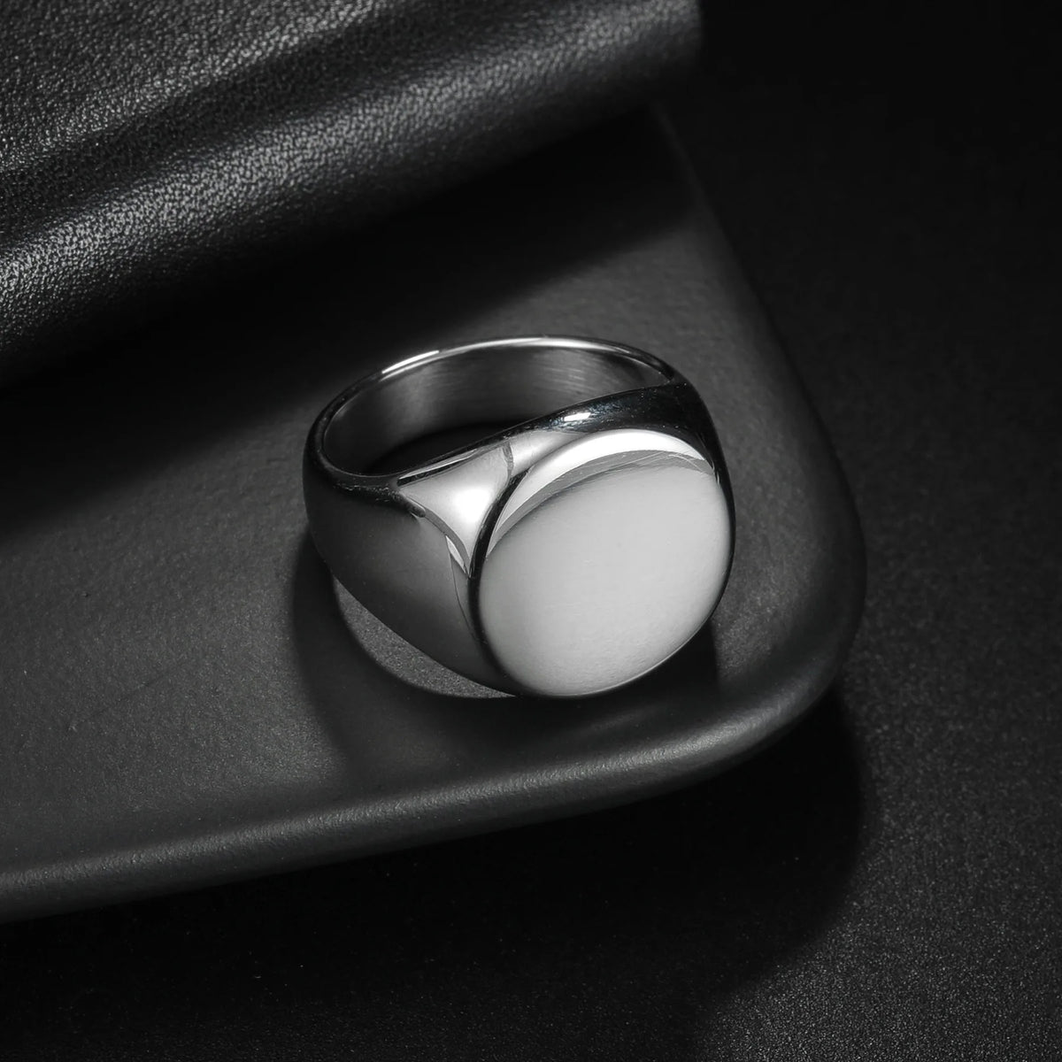 HNSP 316L Stainless Steel Round Smooth Seal Ring For Men DIY Blank Signet Rings Custom Engraved Jewelry Accessories