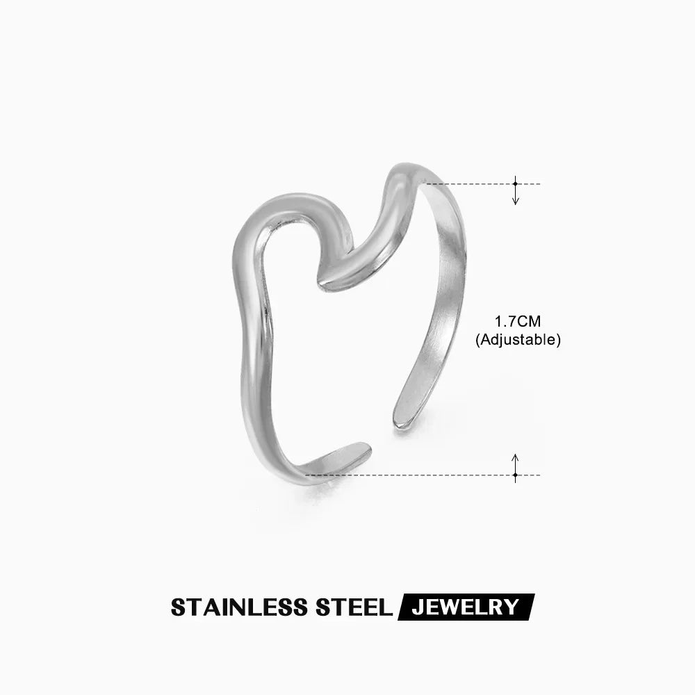 New Trendy Stainless Steel Geometric Rings for Women Gold Color Minimalist Adjustable Finger Rings Birthday Party Jewelry Gifts