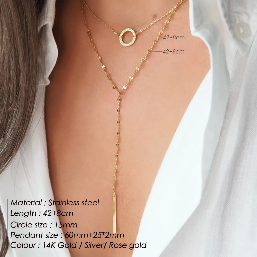 EManco Trendy Multi Layered Stainless Steel Necklace Women Dainty Imitation Pearls Choker Necklace for Women