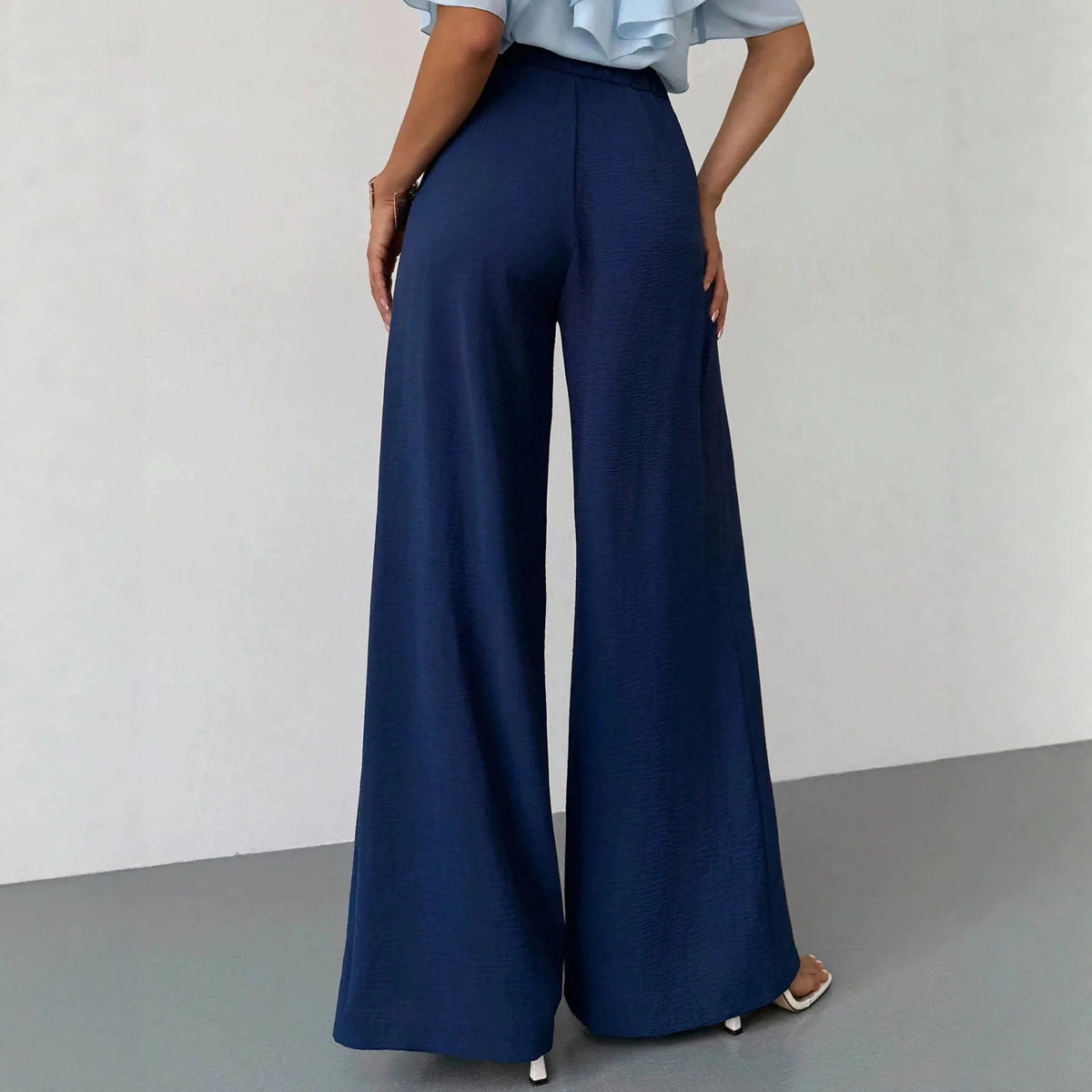 Slimming High Waist Wide Leg Pants Commute Casual Loose Drapey Straight Leg Trousers Versatile Style Korean Leisure