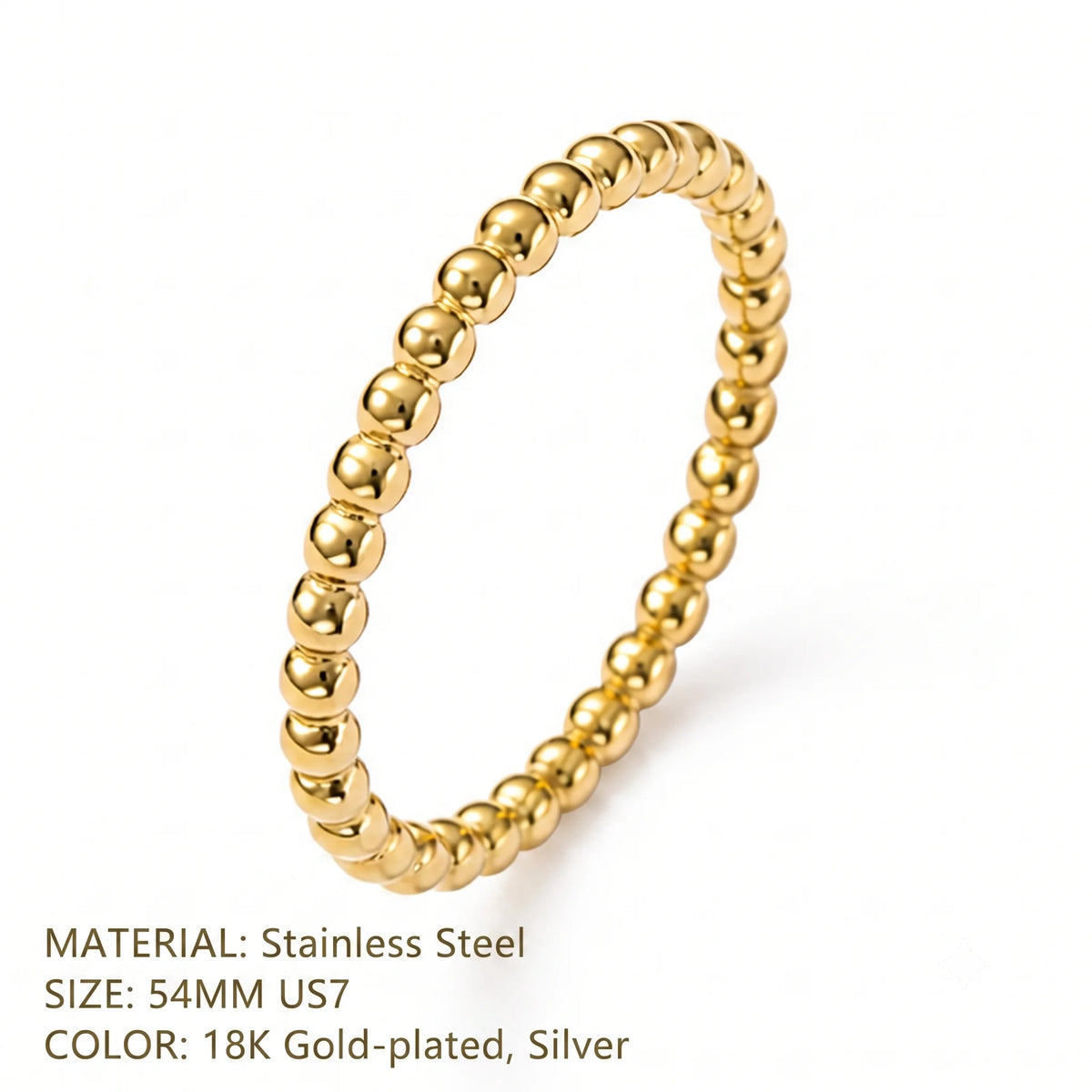 Minimalist Tiny Ball Rings Tarnish Free Stainless Steel 18K Gold Plated Bead Ring Size 7 Stackable Bubble Jewelry For Girls