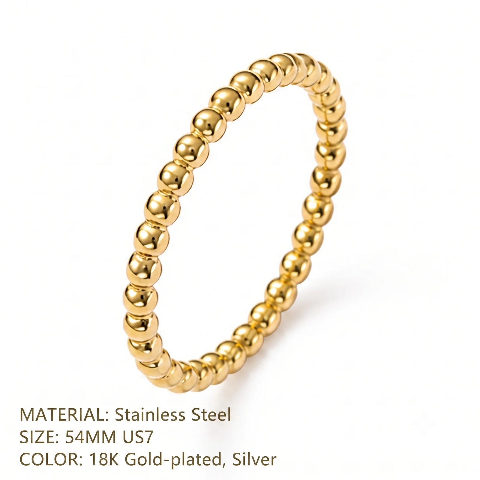 Minimalist Tiny Ball Rings Tarnish Free Stainless Steel 18K Gold Plated Bead Ring Size 7 Stackable Bubble Jewelry For Girls