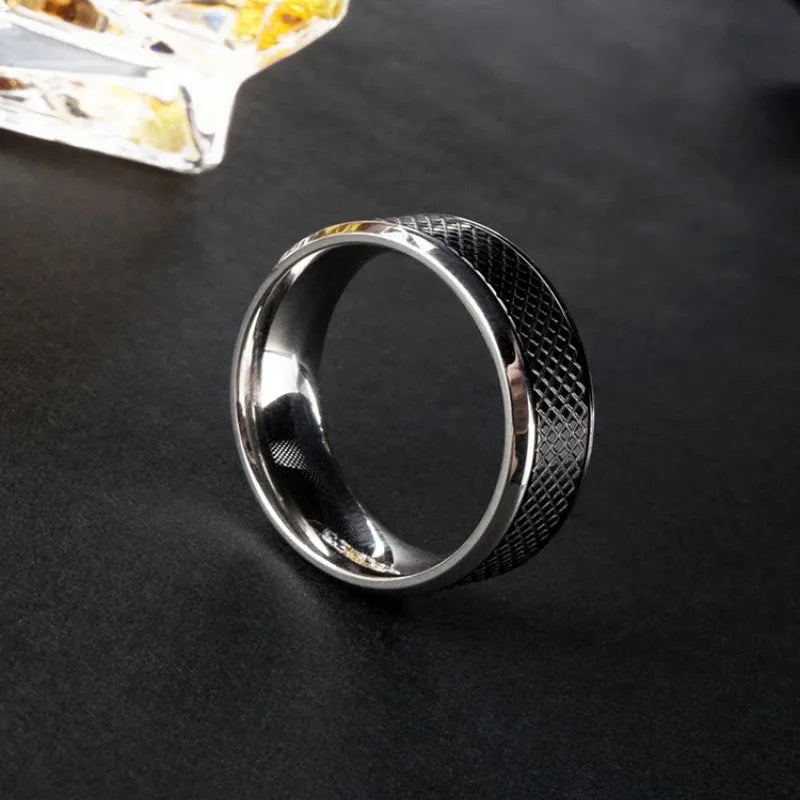 High Quality Stainless Steel Men Rings Western Titanium Steel Black White Ring For Fashion Jewelry