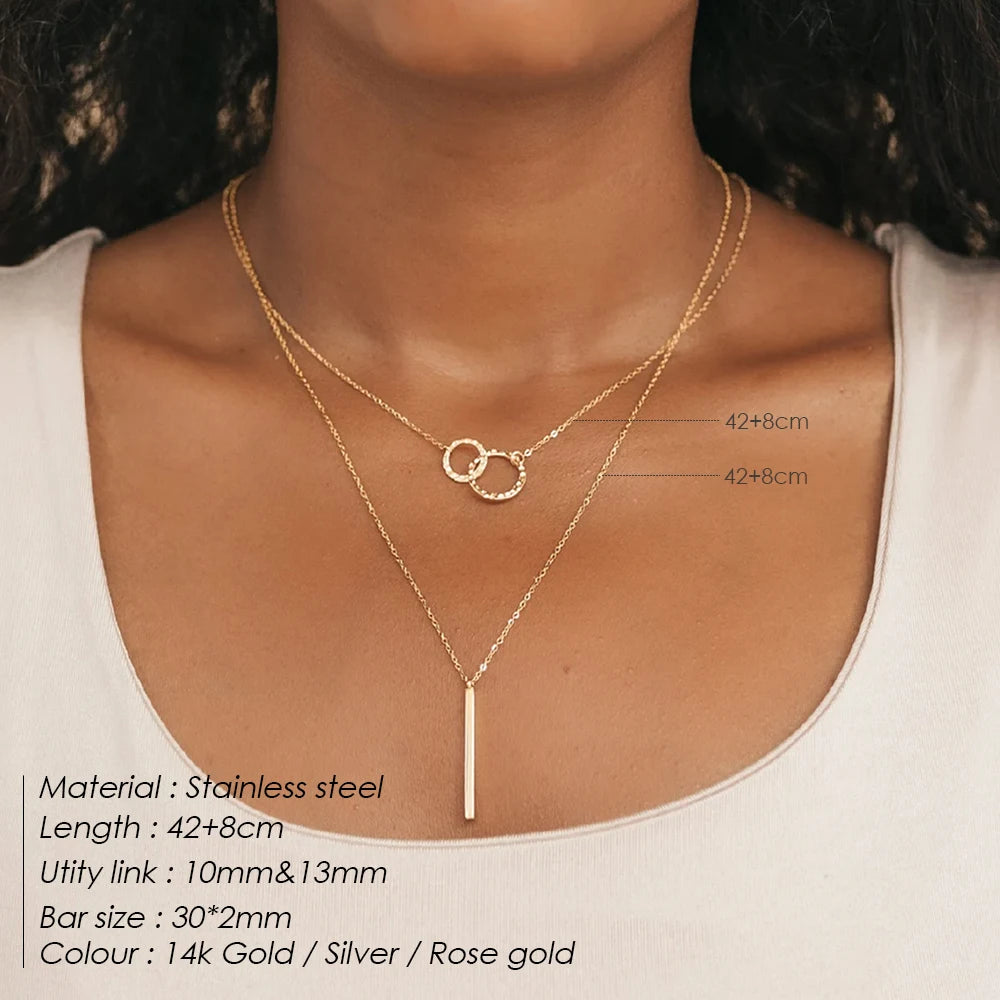 EManco Trendy Multi Layered Stainless Steel Necklace Women Dainty Imitation Pearls Choker Necklace for Women