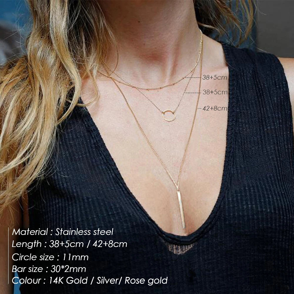 EManco Trendy Multi Layered Stainless Steel Necklace Women Dainty Imitation Pearls Choker Necklace for Women