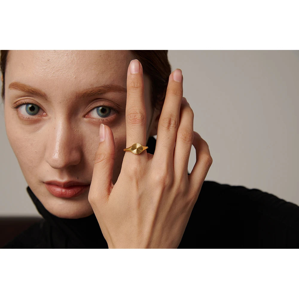 Textured Geometric Statement Ring