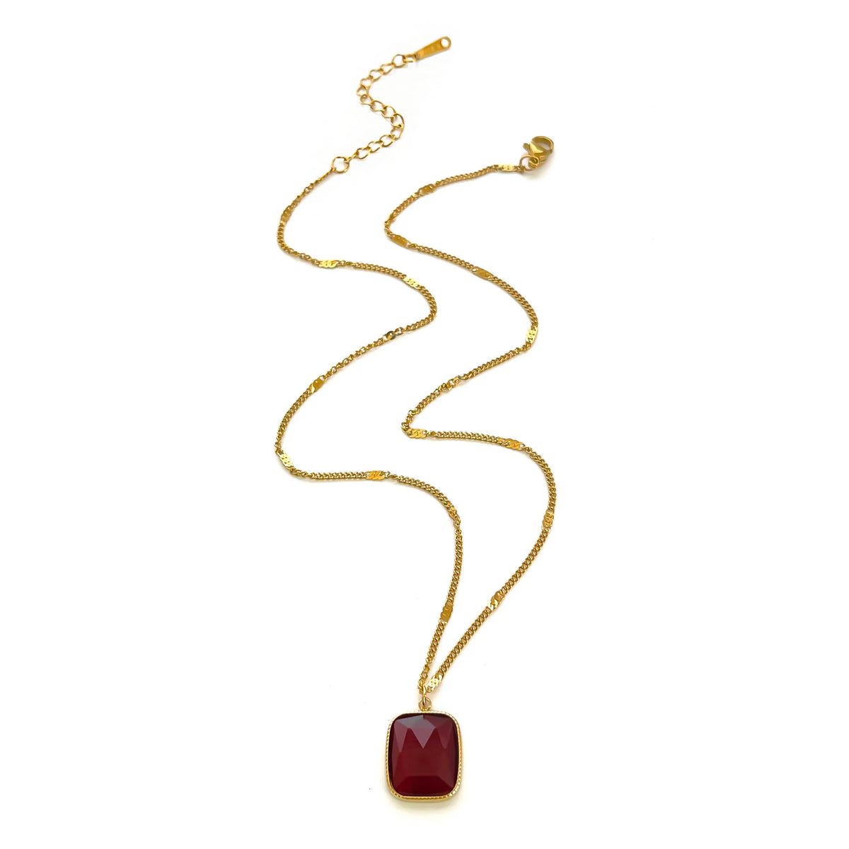 Peri'sbox Stainless Steel Minimalist Natural Stone Geometric Pendant Necklaces for Women Girls High Quality Trendy Daily Jewelry