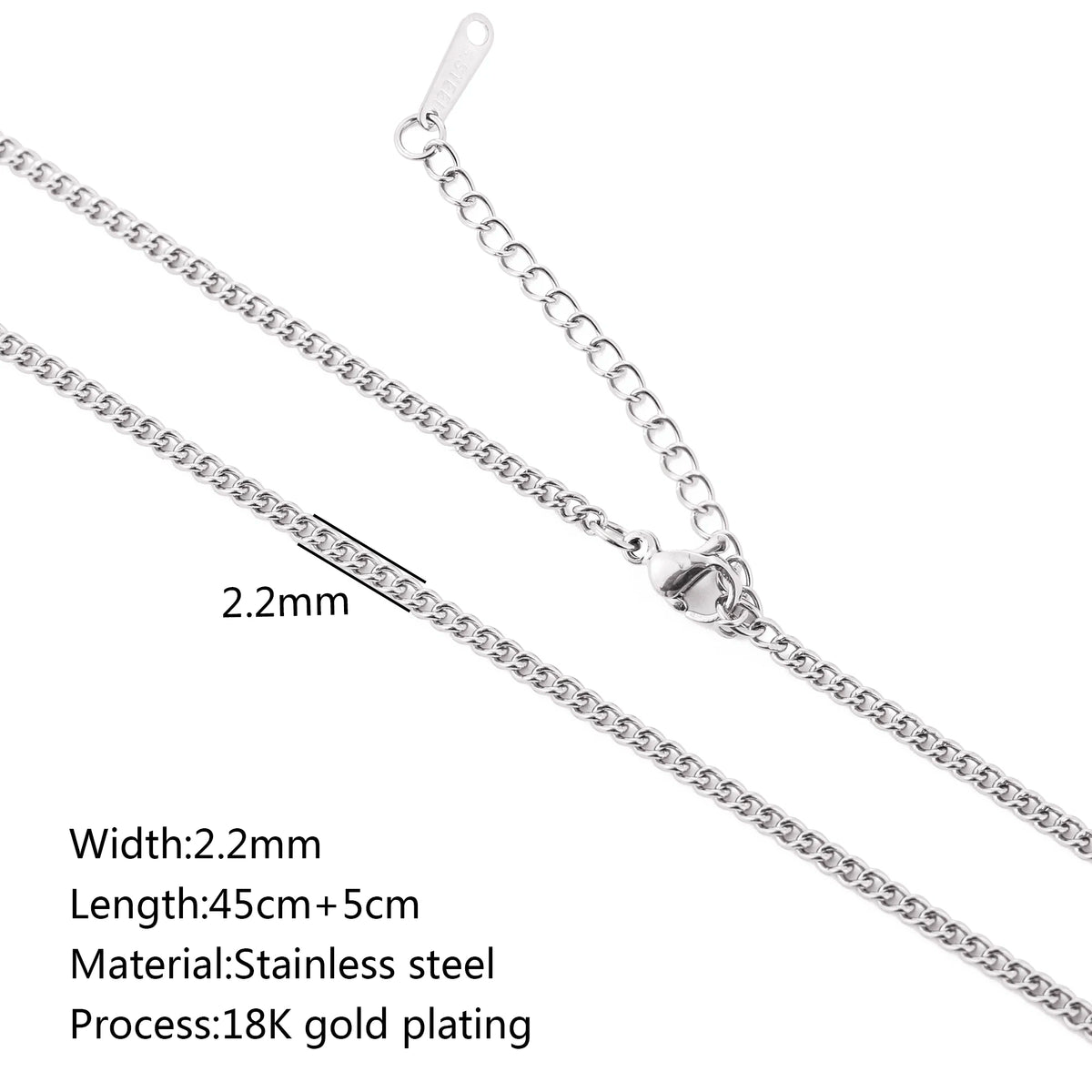 5pc 18K Gold Color PVD Plated Stainless Steel Cuba Cross O Ripple Twisted Chain Necklace Adjustable Chain DIY Necklace Wholesale