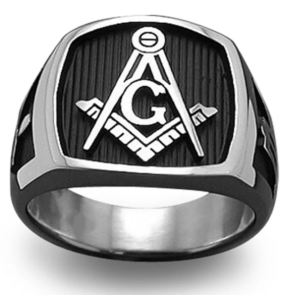 Vintage Freemasonry Rings for Men Stainless Steel Masonic Punk Jewelry Hiphop Mysticism Gift Charm Design Creative Accessories