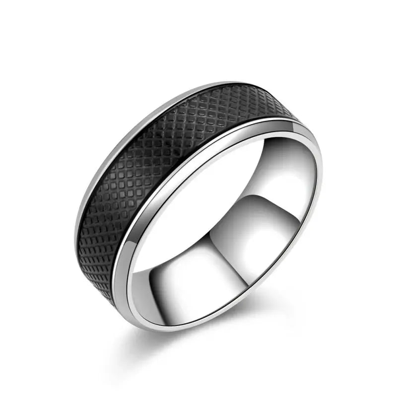 High Quality Stainless Steel Men Rings Western Titanium Steel Black White Ring For Fashion Jewelry