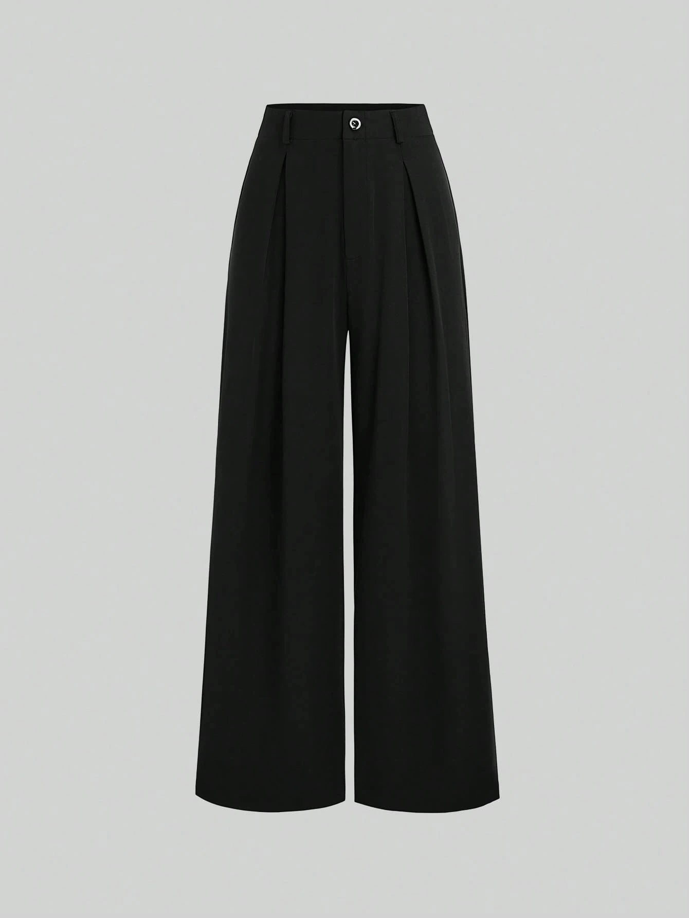 Women's Elegant Jacquard Pleating Wide-Leg Pants Office/Commuting Solid Color Loose Casual Suit Pants, Autumn/Winter