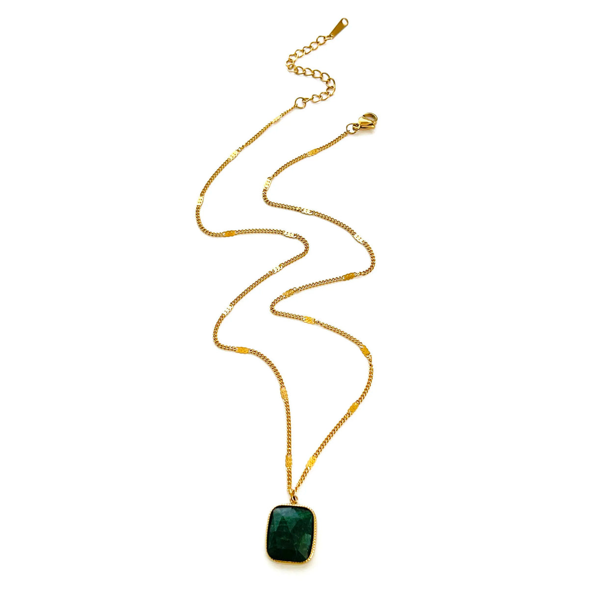 Peri'sbox Stainless Steel Minimalist Natural Stone Geometric Pendant Necklaces for Women Girls High Quality Trendy Daily Jewelry
