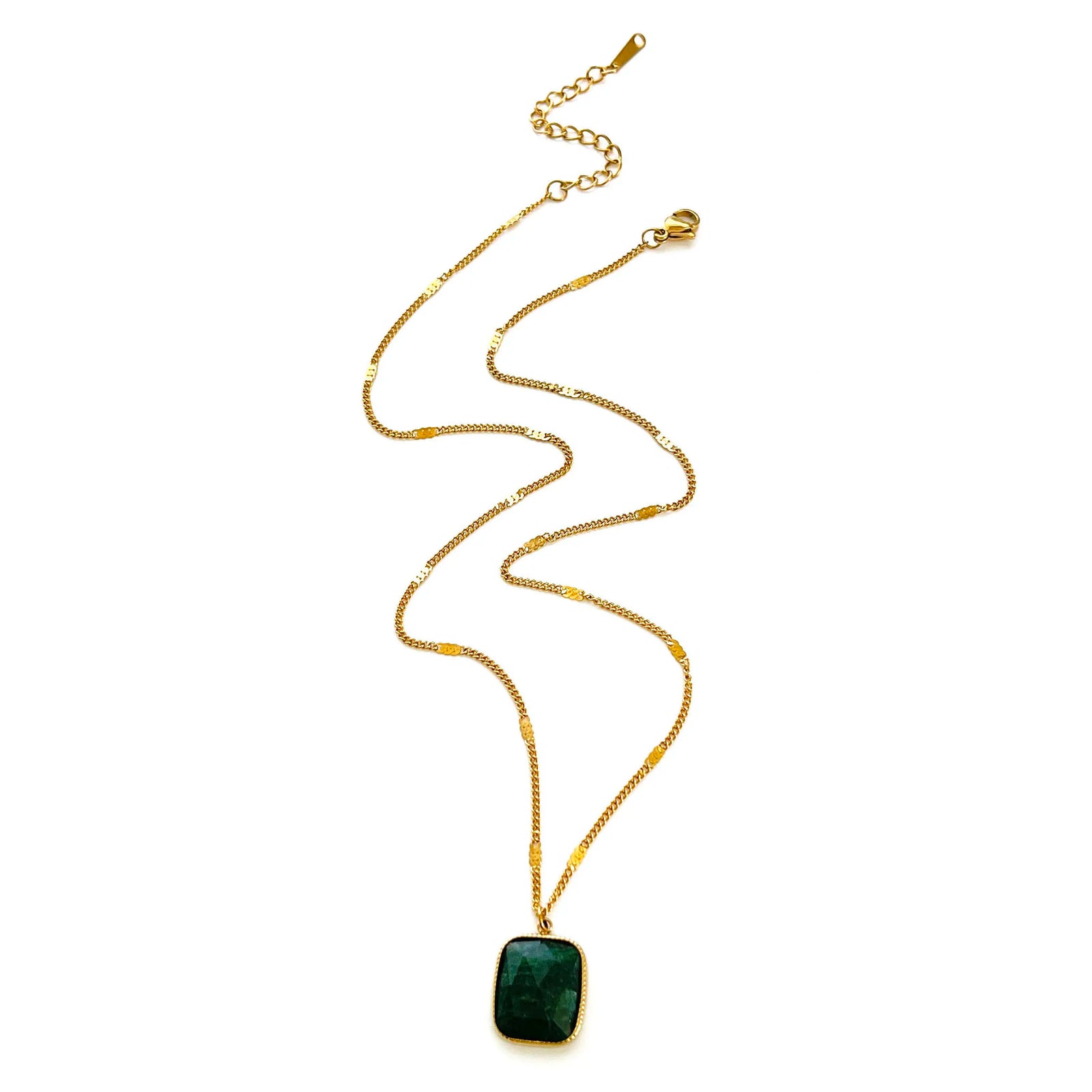 Peri'sbox Stainless Steel Minimalist Natural Stone Geometric Pendant Necklaces for Women Girls High Quality Trendy Daily Jewelry