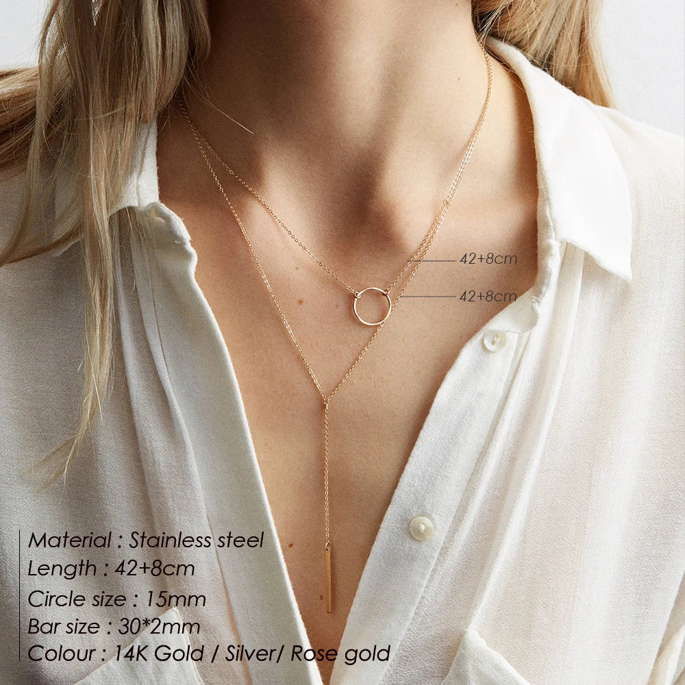 EManco Trendy Multi Layered Stainless Steel Necklace Women Dainty Imitation Pearls Choker Necklace for Women