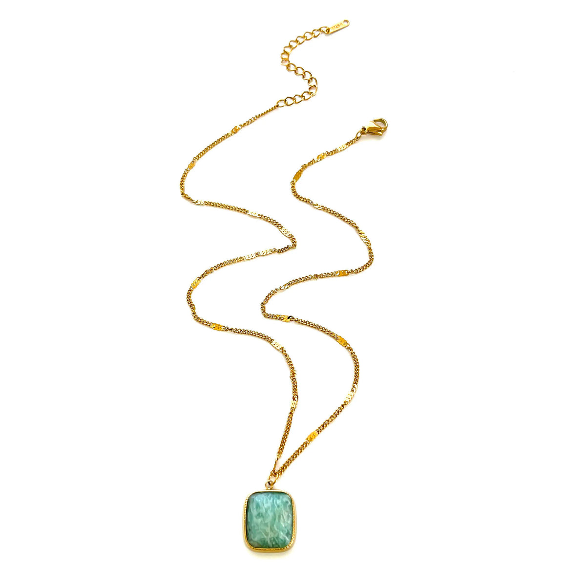 Peri'sbox Stainless Steel Minimalist Natural Stone Geometric Pendant Necklaces for Women Girls High Quality Trendy Daily Jewelry